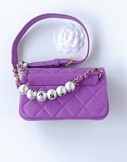 Chanel flap lampskin pearl purple bag - 5