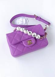 Chanel flap lampskin pearl purple bag - 6