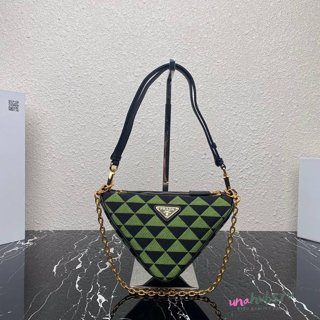 Prada Symbole leather and fabric green mini bag - 1