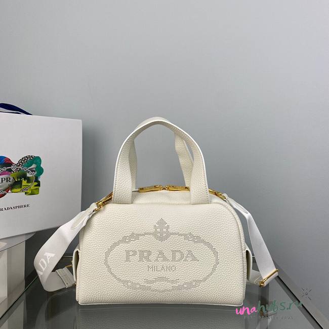 Small leather top-handle white bag - 1