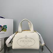 Small leather top-handle white bag - 1