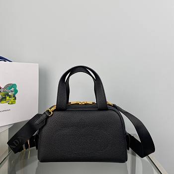 Small leather top-handle black bag