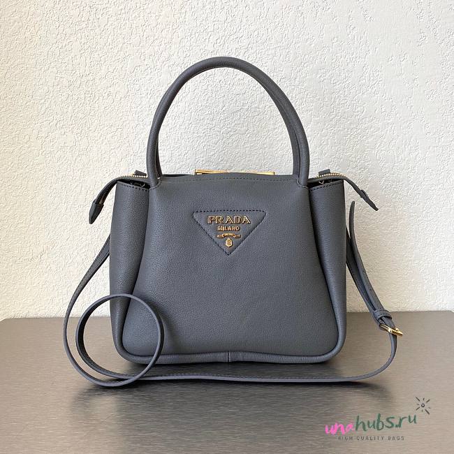 Black Small grey leather handbag 1BC145 - 1