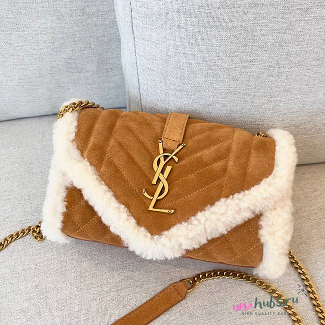 YSL Envelope Small suede and shearling shoulder bag - 1