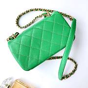 Chanel flapbag handle lampskin green leather 19cm bag - 3