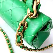 Chanel flapbag handle lampskin green leather 19cm bag - 4