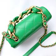 Chanel flapbag handle lampskin green leather 19cm bag - 5