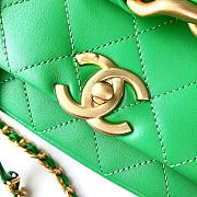 Chanel flapbag handle lampskin green leather 19cm bag - 6