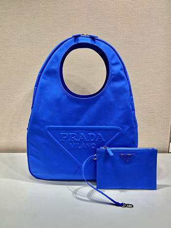 Prada blue canvas hobo bag