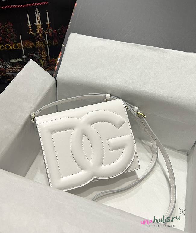 DG calfskin logo white crossbody bag - 1