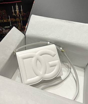 DG calfskin logo white crossbody bag