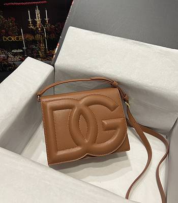 DG calfskin logo brown crossbody bag