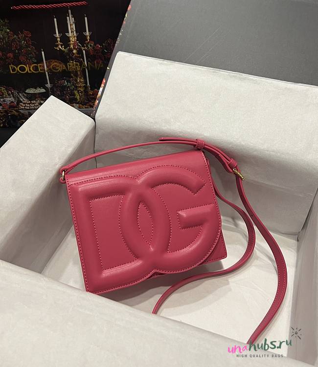 DG calfskin logo pink crossbody bag - 1