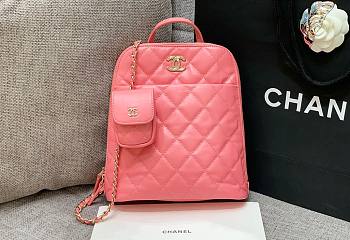 Chanel pink lampskin backpack 