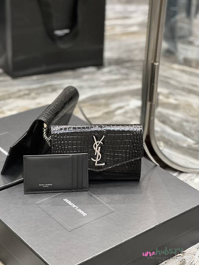 YSL UPTOWN chain wallet in crocodile bag - 1