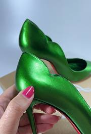 Louboutin Green Hot Chick 100mm Metallic Heels - 5