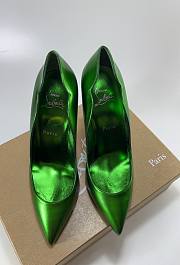 Louboutin Green Hot Chick 100mm Metallic Heels - 6