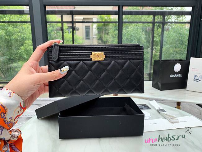 Chanel black lampskin wallet - 1