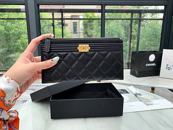 Chanel black lampskin wallet