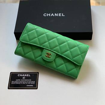 Chanel green caviar wallet