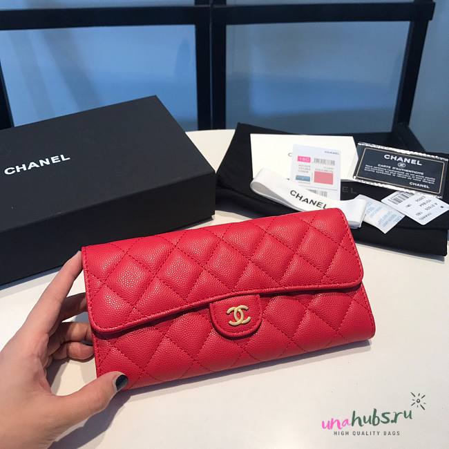 Chanel red caviar wallet - 1