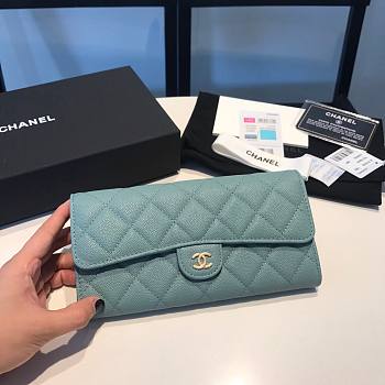 Chanel light blue caviar wallet