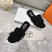 Hermes black slippers  - 4