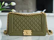 Chanel Green Quilted Caviar Medium Boy Bag - 1