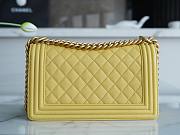 Chanel Green Quilted Caviar Medium Yellow Boy Bag - 5