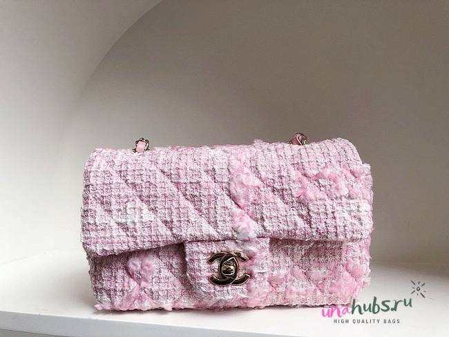 Chanel 22C Pink Tweed Mini Flap Bag 25cm - 1