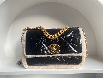Chanel 19 shearling lampskin black flap bag ( Available in short time)