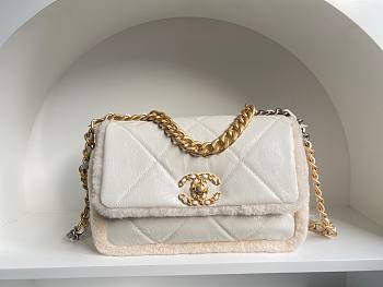 Chanel 19 shearling lampskin white flap bag ( Available in short time)