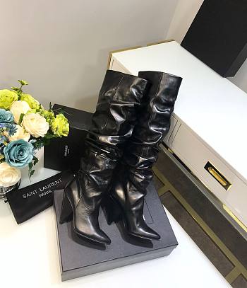 YSL black leather high boots