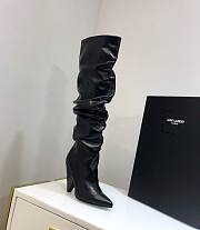 YSL black leather high boots - 4