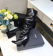 YSL black leather high boots - 5