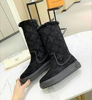 Louis Vuitton fur black high boots - 1