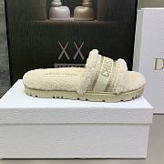 Dior Dway Wool Shearling Fur White Slippers - 4