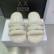 Dior Dway Wool Shearling Fur White Slippers - 2