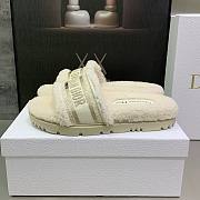 Dior Dway Wool Shearling Fur White Slippers - 5