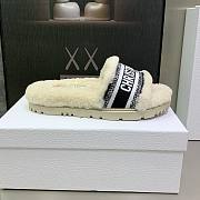 Dior Dway Wool Shearling Fur Black Slippers - 6