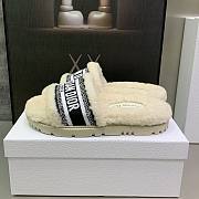 Dior Dway Wool Shearling Fur Black Slippers - 5