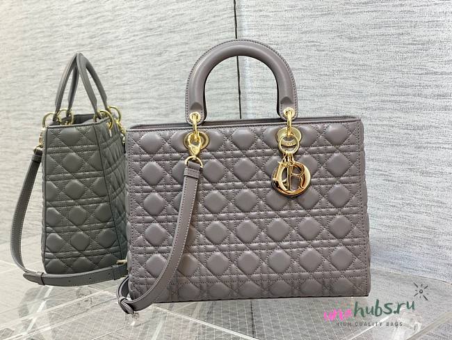 Dior large lady dior gray lambskin 32cm bag - 1