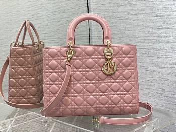 Dior large lady dior light pink lambskin 32cm bag