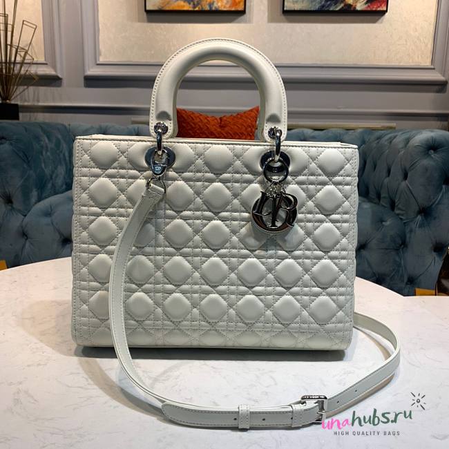 Dior large lady dior white lambskin 32cm bag - 1