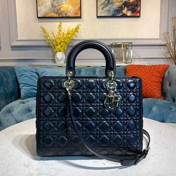 Dior large lady dior black lambskin 32cm bag