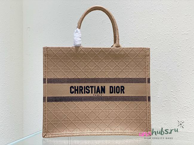 Dior Book Tote Brown Fabric Bag  - 1