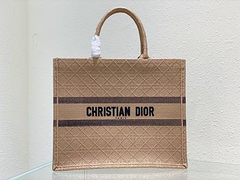 Dior Book Tote Brown Fabric Bag 