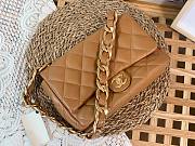 Chanel brown lampskin big chain flap bag  - 6