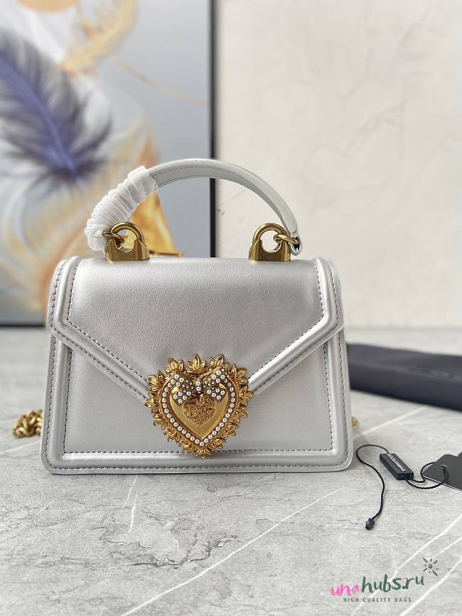 Dolce & Gabbana Silver Leather Top-Handle Bag - 1