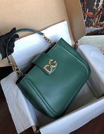 Dolce & Gabbana Small Green Calfskin DG Amore Bag
